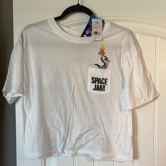 Kohl's White Short Sleeve Tee with Space Jam Graphic - Picture 1 of 3